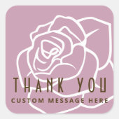 Moderne Retro Rosa Blume Danke Quadratischer Aufkleber (Vorderseite)