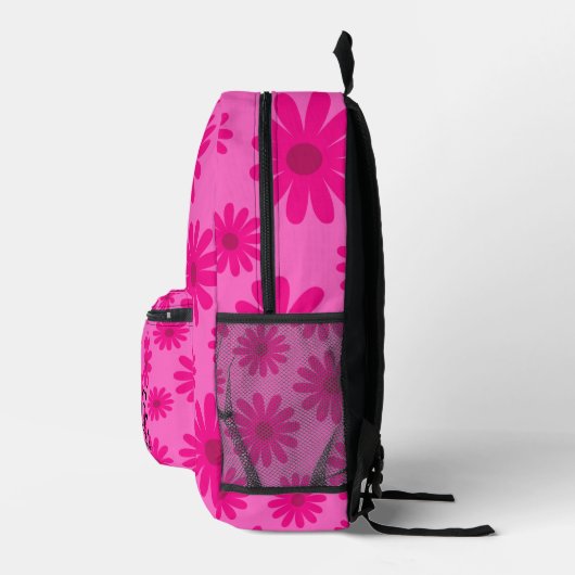Moderne Retro-Rosa-Blumenkäse aus der Mitte des Ja Bedruckter Rucksack (Rechts)