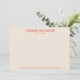 Moderne Retro Rosa Orange Geschäftspapier Mitteilungskarte