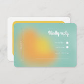 Moderne Retro rosa Orange Gradient Ombré Wedding RSVP Karte (Vorne/Hinten)