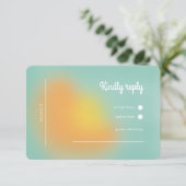 Moderne Retro rosa Orange Gradient Ombré Wedding RSVP Karte (Stehend Vorderseite)