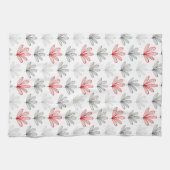 Moderne Retro Rot und Graublüte Geschirrtuch (Horizontal)