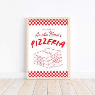 Moderne Retro-Rote Italienische Pizzeria-Pizza-Par Poster