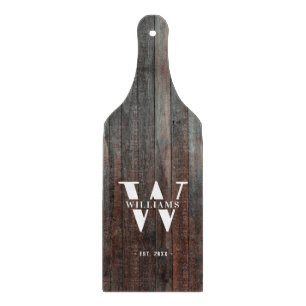 Moderne Retro-Rustikale Monogramm Dunkle Holz Vint Schneidebrett