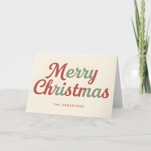 Moderne Retro-Schrift Frohe Weihnachten (Vorderseite)