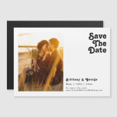 Moderne Retro-Schrift Save the Date horizontal Magneteinladung (Vorne/Hinten)