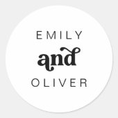 Moderne Retro-Schwarzweiß-Gastgeschenk Hochzeit-Au Runder Aufkleber (Vorderseite)