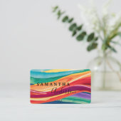 Moderne Retro-Script-Abstrakte, farbenfrohe Wavy-L Visitenkarte (Stehend Vorderseite)