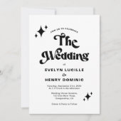 Moderne Retro-Script Schwarz-Weiß-Hochzeit Einladung (Vorderseite)