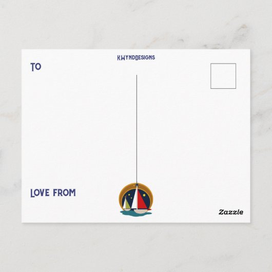 Moderne Retro Segelboote des Mittelalters Postkarte (Rückseite)