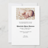 Moderne Retro Simple Baby Girl Dusche Dankeskarte (Rückseite)