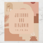 Moderne Retro Soft Terracotta Formen Custom Weddin Weinetikett (Einzelnes Label)