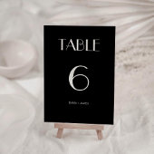 Moderne Retro Solid Black Wedding Tischnummer
