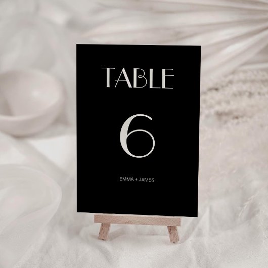 Moderne Retro Solid Black Wedding Tischnummer