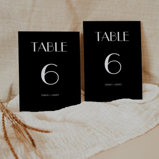 Moderne Retro Solid Black Wedding Tischnummer