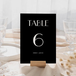 Moderne Retro Solid Black Wedding Tischnummer