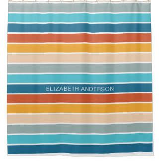 Moderne Retro-Sonnenschutzstreifen Personalisiert Duschvorhang