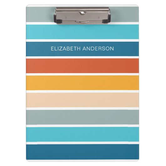 Moderne Retro-Sonnenschutzstreifen Personalisiert Klemmbrett (Vorderseite)