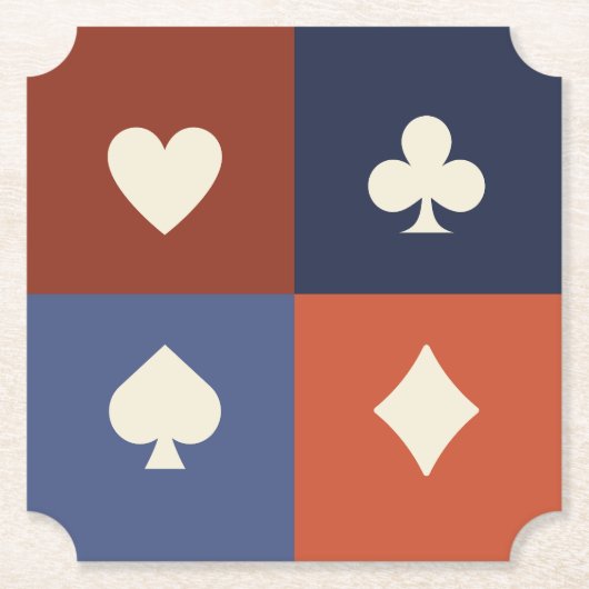 Moderne Retro-Spielkartensymbole Poker & Bridge Untersetzer (Vorderseite)
