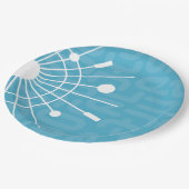 Moderne Retro Sputnik Snowflake MOD Pappteller (Schrägansicht)