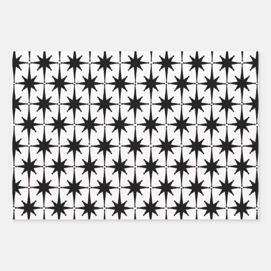 Moderne Retro-Sternexplosionen des Mitteljahrhunde Geschenkpapier Set (Vorderseite)