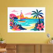 Moderne Retro-Strandszene 01 Leinwanddruck (Insitu (Wohnzimmer))
