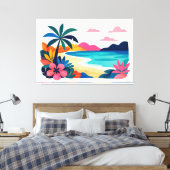 Moderne Retro-Strandszene 02 Leinwanddruck (Insitu (Schlafzimmer))
