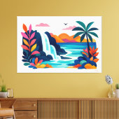 Moderne Retro-Strandszene 03 Leinwanddruck (Insitu (Wohnzimmer))