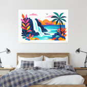 Moderne Retro-Strandszene 03 Leinwanddruck (Insitu (Schlafzimmer))