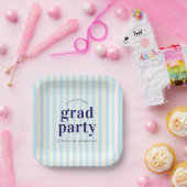 Moderne Retro Stripes Navy Blue Graduation Party Pappteller (Party)