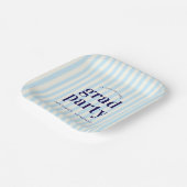 Moderne Retro Stripes Navy Blue Graduation Party Pappteller (Gewinkelt)