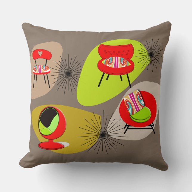 Moderne Retro-Stühle aus dem Mittelalter - Muster Kissen (Vorderseite)