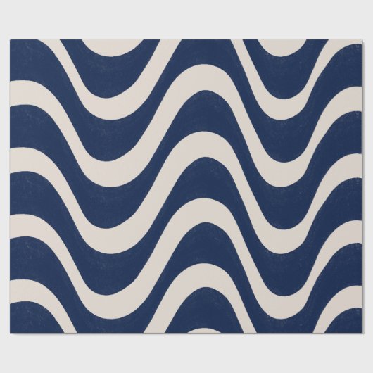 Moderne Retro Summer Blue Waves Streifen Geschenkpapier (Flach)
