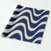 Moderne Retro Summer Blue Waves Streifen Geschenkpapier (Ungerollt)