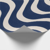 Moderne Retro Summer Blue Waves Streifen Geschenkpapier (Ecke)