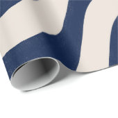 Moderne Retro Summer Blue Waves Streifen Geschenkpapier (Rolleneckpunkt)