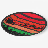 Moderne Retro-Sunset Red Green Santa Silhouette 9" Pappteller (Schrägansicht)