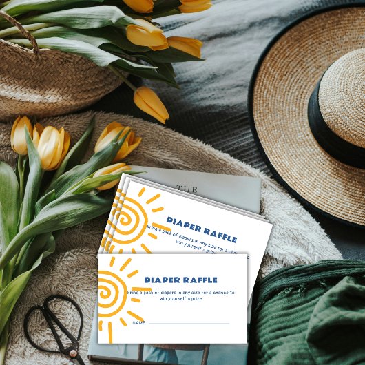 Moderne Retro Sunshine Diaper Raffle Baby Dusche Begleitkarte