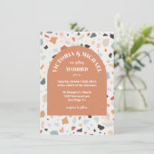 Moderne Retro Terrazzo Hochzeitstorch Einladung (Stehend Vorderseite)