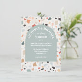 Moderne Retro Terrazzo Hochzeitstorch Einladung (Stehend Vorderseite)