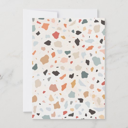 Moderne Retro Terrazzo Hochzeitstorch Einladung (Rückseite)