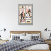 Moderne Retro Tribal Dancers_Black_Gray_Pink_Blue Leinwanddruck (Insitu (Schlafzimmer))