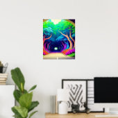 Moderne Retro-Trippy-Illustration Poster (Heimbüro)