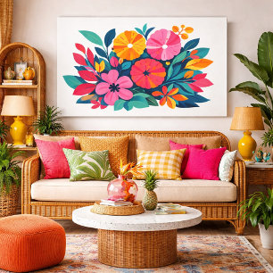 Moderne retro tropische Flora 04 Leinwanddruck