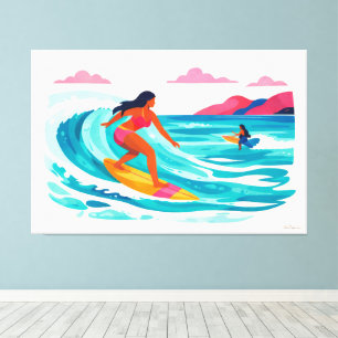 Moderne retro-tropische Surfwelle 02 Leinwanddruck