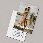 Moderne Retro Typografie 2-Foto Hochzeit Vielen Da Postkarte