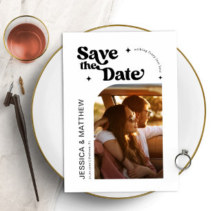 Moderne Retro-Typografie-Bogenfoto Save The Date