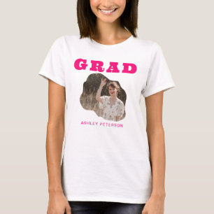 Moderne Retro-Typografie Hot Pink-Foto-Abschluss T-Shirt