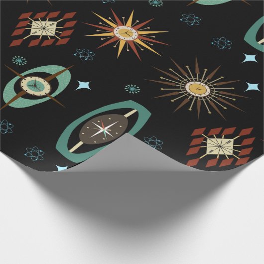 Moderne Retro-Uhren im MCM Mitte der 60er Jahre fu Geschenkpapier (Ecke)