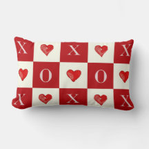 Moderne Retro Valentine Red Hearts XO Karos